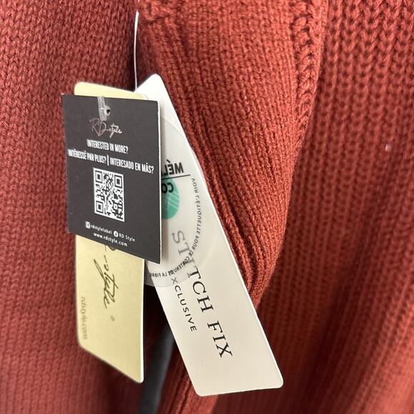 RD Style Plus Size Women’s V-Neck Sweater Rust Brown Size XXL NWT Fall Winter - Picture 7 of 7